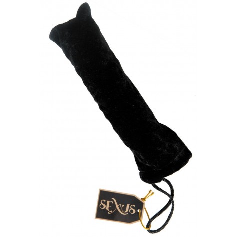 Стеклянная анальная втулка с черным хвостиком - 9,5 см.