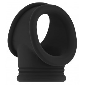 Черное эрекционное кольцо для пениса и мошонки No48 Cockring with Ball Strap