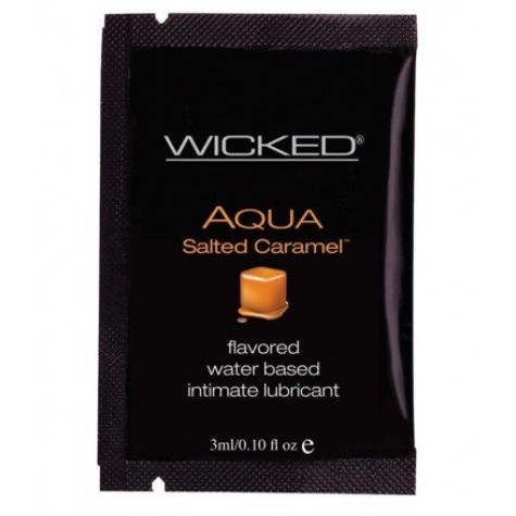 Лубрикант со вкусом соленой карамели WICKED AQUA Salted Caramel - 3 мл.