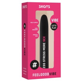 Черный гладкий вибромассажер Feelgood Vibe #Less stress more sex - 17,2 см.